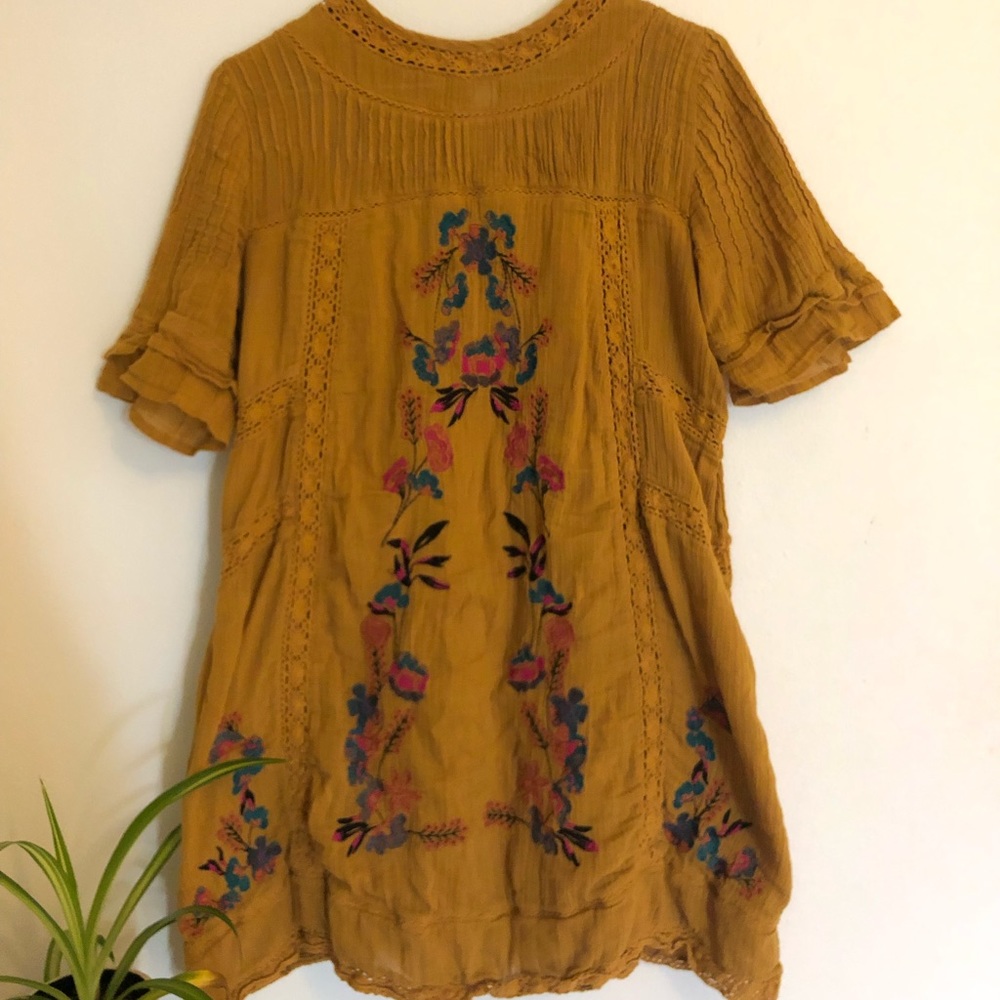 Free People Boho Dress Mustard